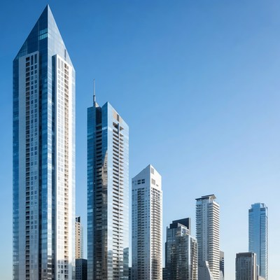 Modern Skyscrapers Against Blue Sky