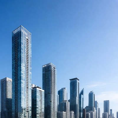 Modern Skyscrapers Against Blue Sky