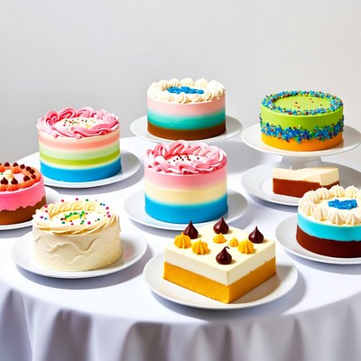 Colorful Rainbow Frosted Cakes