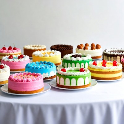 Assortment of Colorful Layered Cakes