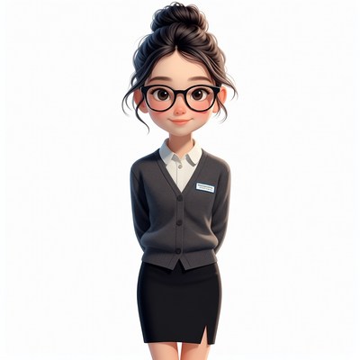 Asian woman in school uniform illustration