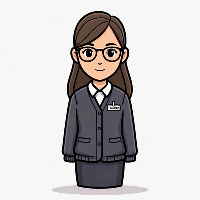 Cartoon female teacher with glasses