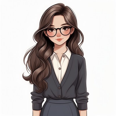 Anime girl with glasses and cardigan