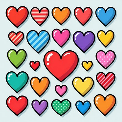 Colorful Cartoon Hearts Collection
