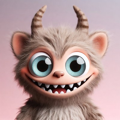 Cute Cartoon Demon Monster Smiling