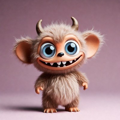 Cute furry demon monster illustration