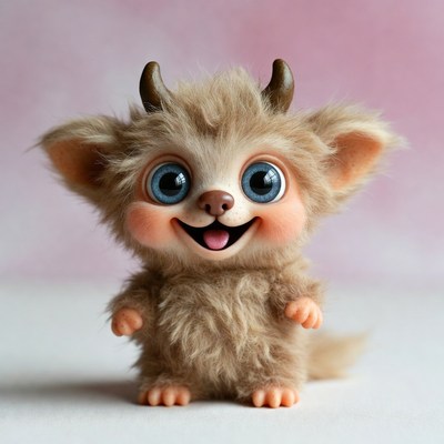Cute fluffy baby demon plush toy