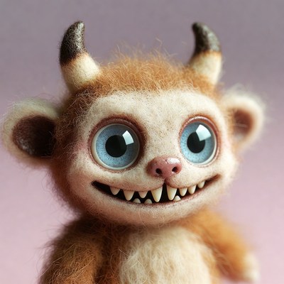 Cute furry demon creature smiling