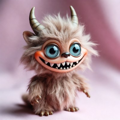 Cute fanged monster plush toy