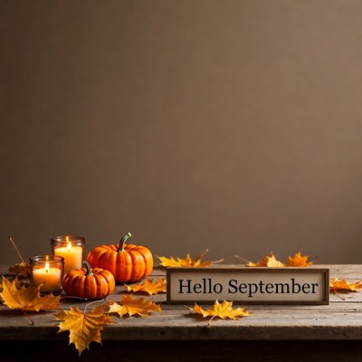 Hello September Pumpkins and Leaves