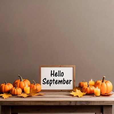 Hello September Pumpkins Sign