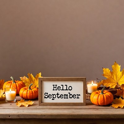 Hello September Pumpkins and Leaves