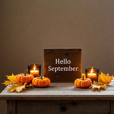 Hello September with Pumpkins and Candles