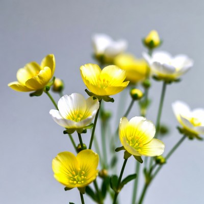 Yellow and White Ranunculus Flowers