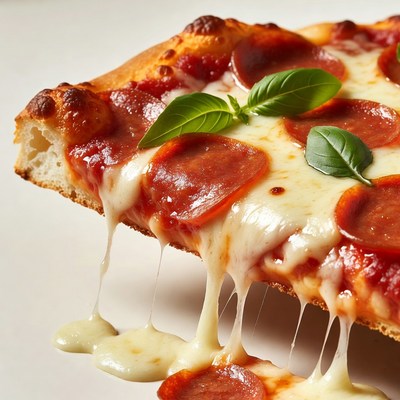 Pepperoni Pizza Slice with Melting Cheese