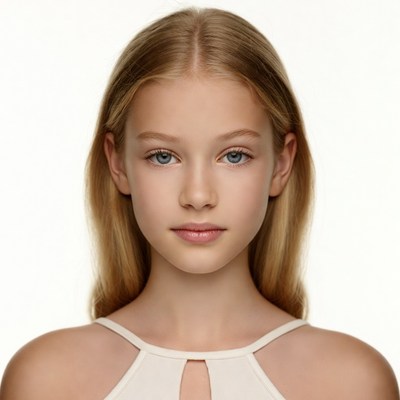 Blonde girl with blue eyes