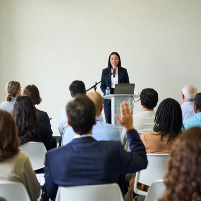 Woman presenting to audience
