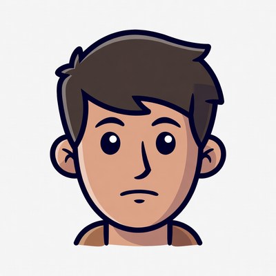 Cartoon man with neutral expression