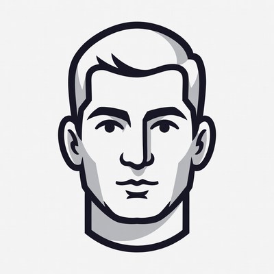 Black and white male face illustration