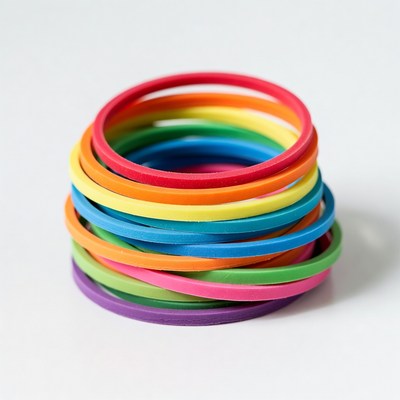 Stack of colorful rubber bands