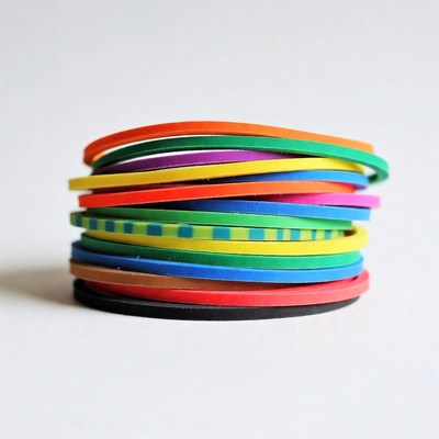 Stack of colorful rubber bands