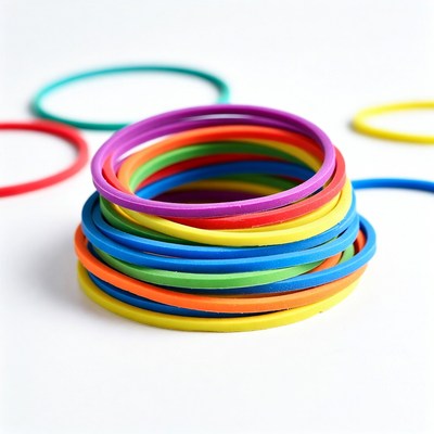 Stack of colorful rubber bands