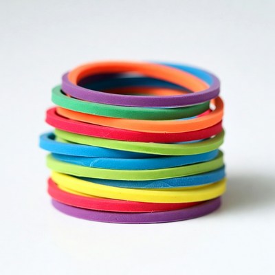 Stack of colorful rubber bands