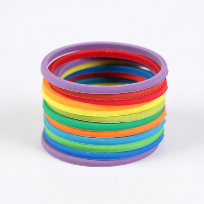 Stack of colorful rubber bracelets