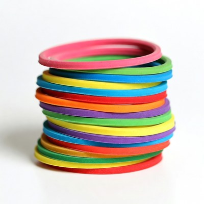 Stack of colorful rubber bands
