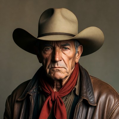 Older cowboy with hat and bandana