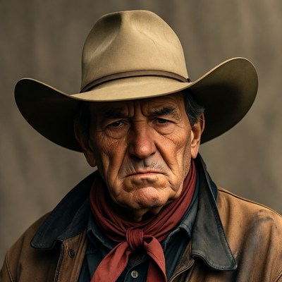 Cowboy man wearing hat and bandana