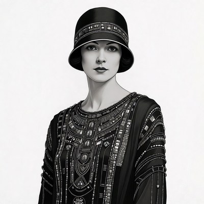 Woman in 1920s cloche hat