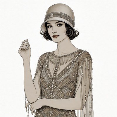 Flapper woman in beaded dress
