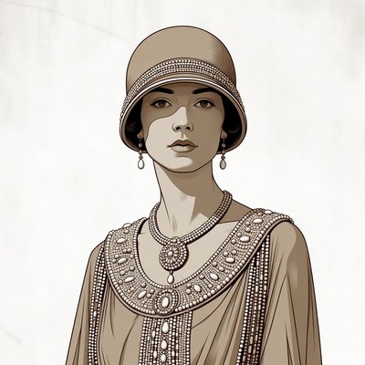 Flapper woman in cloche hat