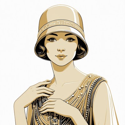 1920s Woman Wearing Cloche Hat