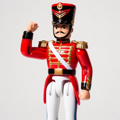Toy Soldier Saluting in Red Uniform