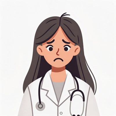Sad female doctor illustration