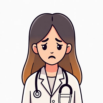 Sad woman doctor illustration