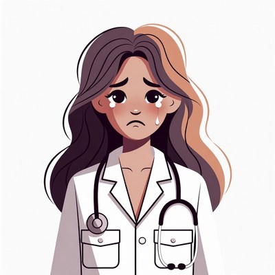 Crying Woman Doctor Illustration