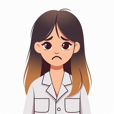 Sad woman in white coat