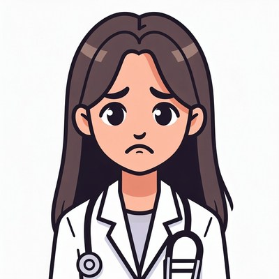 Sad female doctor illustration
