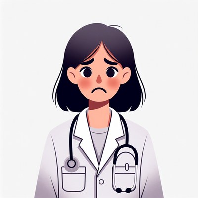Sad woman doctor illustration