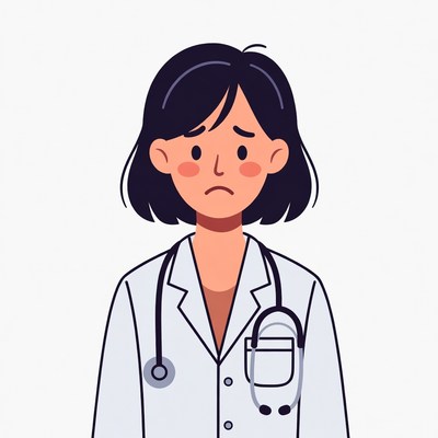 Sad female doctor illustration