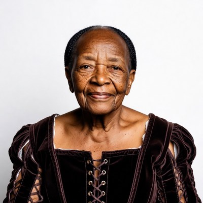 Elderly African-American woman in velvet dress