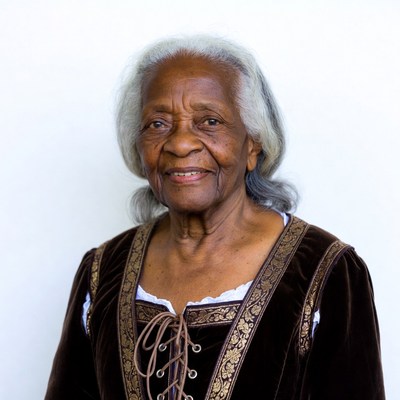Elderly African-American woman in velvet dress