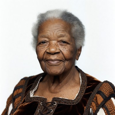 Elderly African-American woman in velvet dress