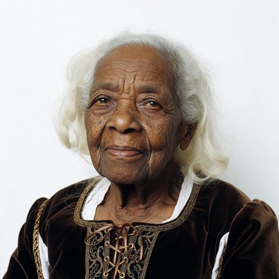 Elderly African-American woman in velvet dress