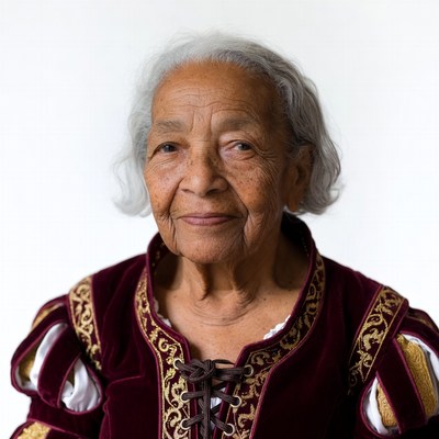 Elderly African-American woman in Renaissance costume