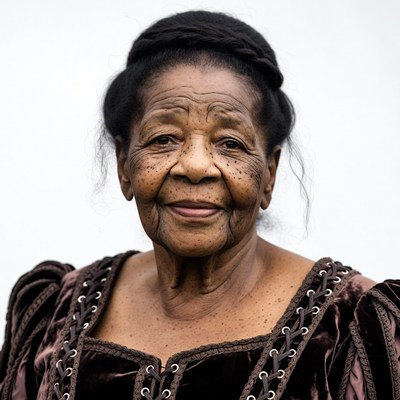 Elderly African-American woman in maroon dress