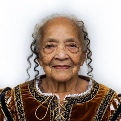Elderly African-American woman in Renaissance dress